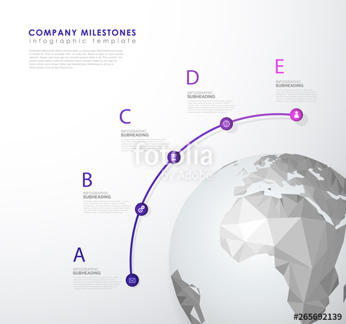500x468 Infographic Mind Map Vector Template With Polygonal World Map