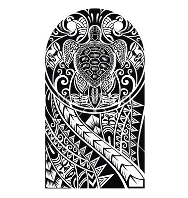 Traditional Maori Tattoo Design With Turtle Vector 380x400 Traditional Maori Tattoo Design With Turtle Vector