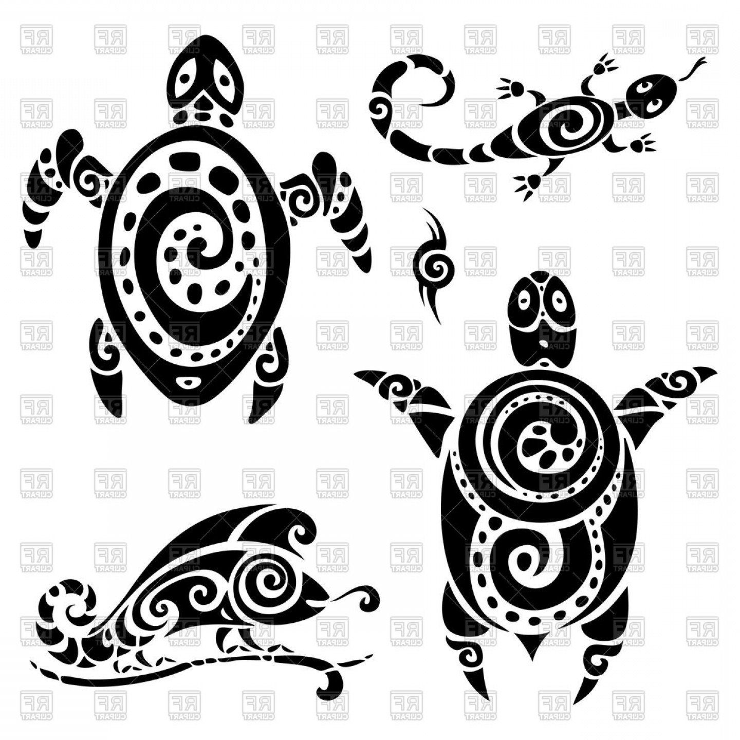 Tribal Polynesian Tattoo Lizard And Turtle Vector Clipart Soidergi 1440x1440 Tribal Polynesian Tattoo Lizard And Turtle Vector Clipart Soidergi