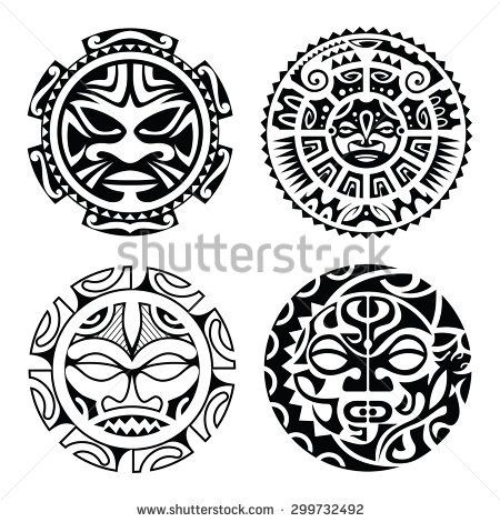 450x470 Set Of Polynesian Tattoo Styled Masks Vector Illustration