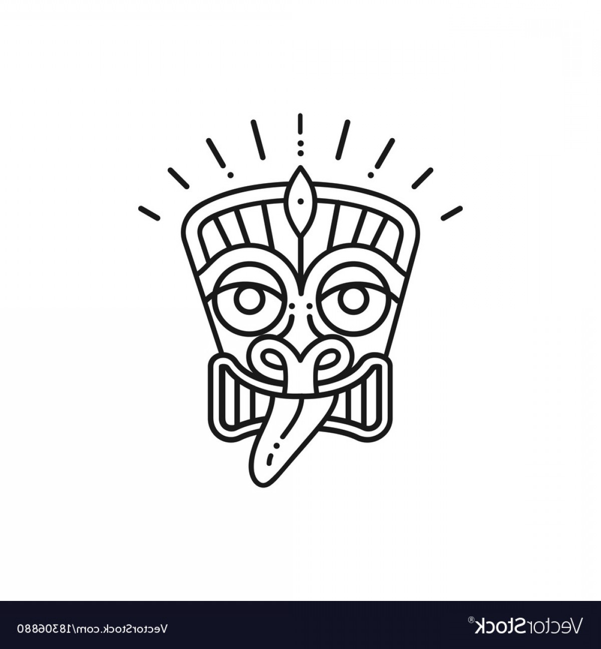 1200x1296 Tiki Icon Tiki Mask Head Thin Line Art Polynesian Vector Soidergi