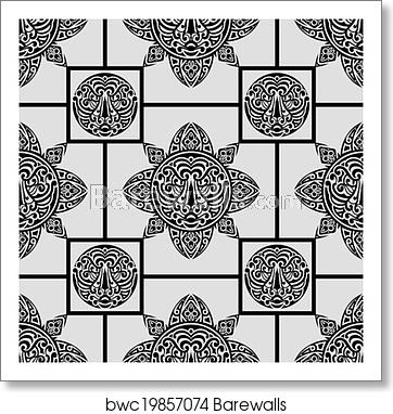 362x382 Vector Seamless Pattern With Polynesian Symbols, Art Print