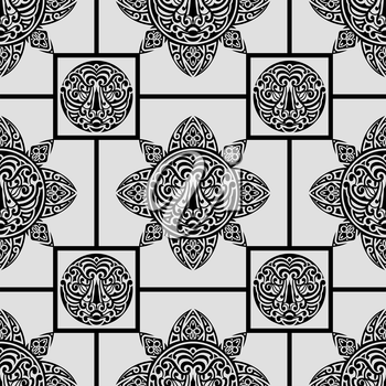 350x350 Vector Seamless Pattern With Polynesian Symbols, Polynesian Tattoo