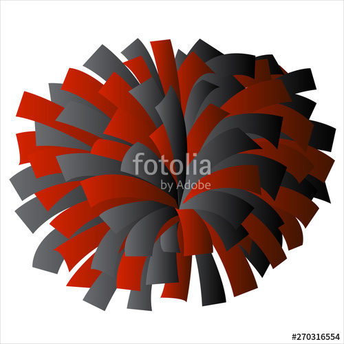 500x500 Red And Black Cheerleader Pom Pom Vector Graphic Illustration