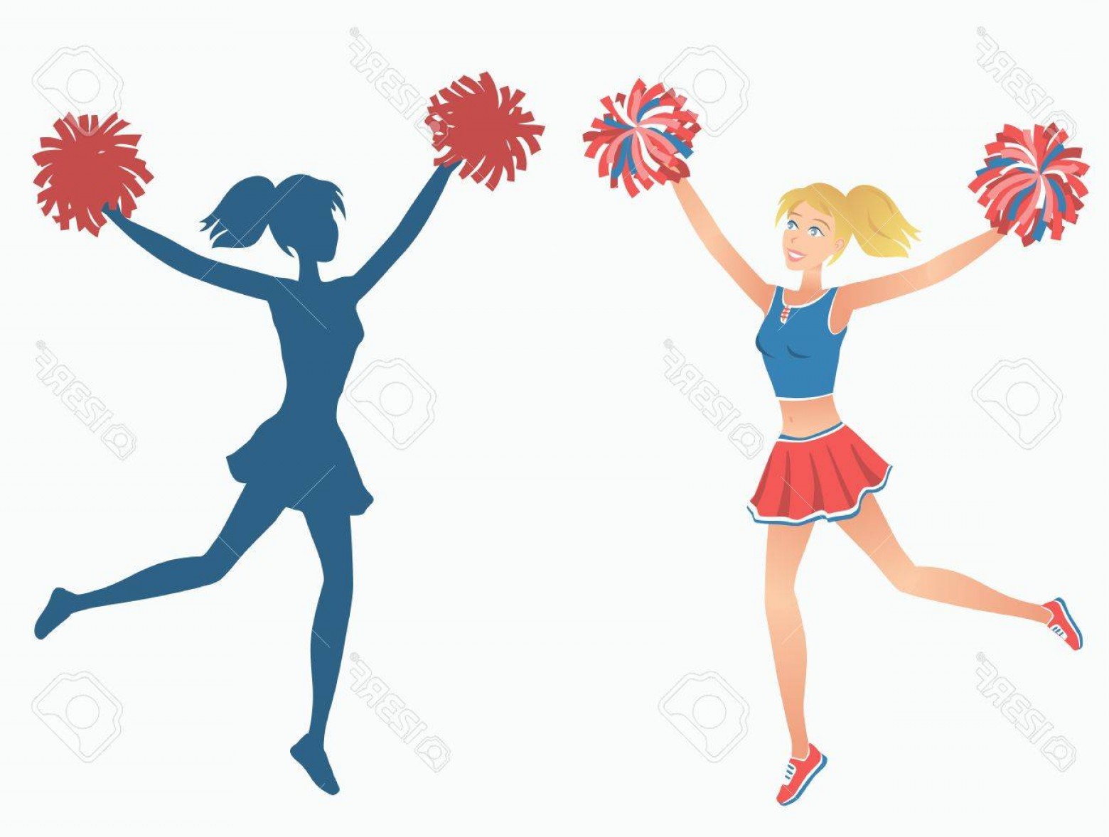 1560x1178 Photostock Vector Club Dancer With Pom Poms And Her Silhouette