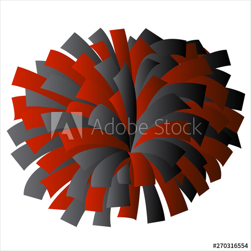 500x500 Red And Black Cheerleader Pom Pom Vector Graphic Illustration