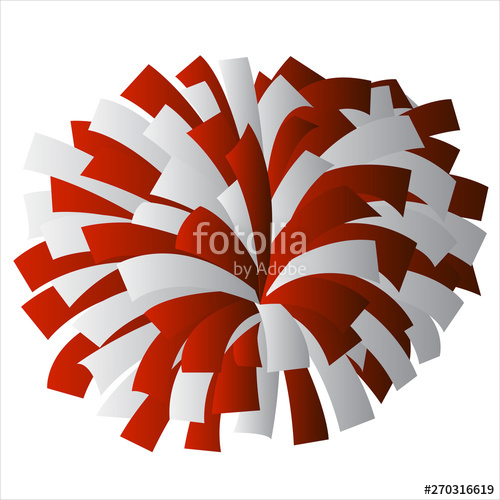 500x500 Red And White Cheerleader Pom Pom Vector Graphic Illustration