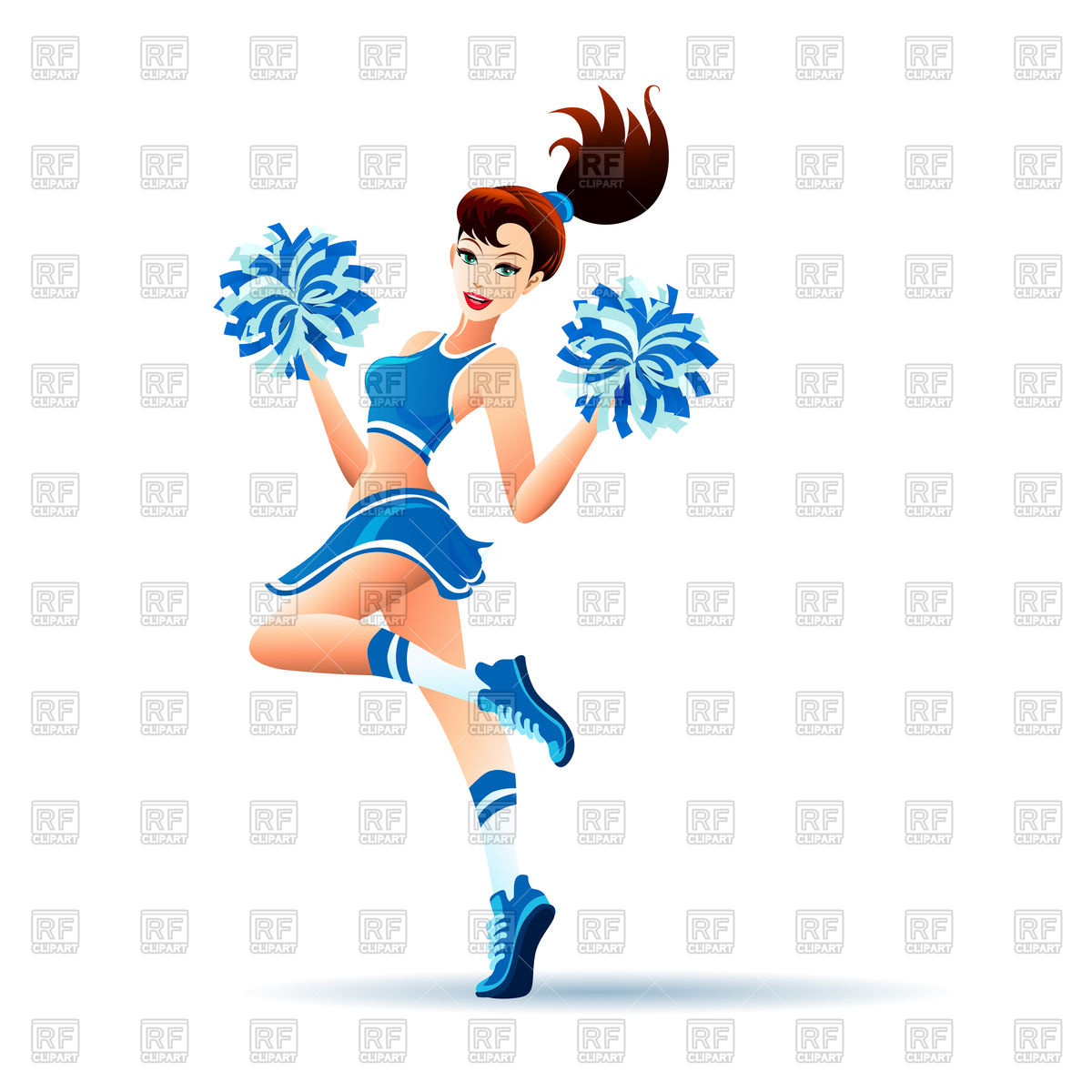 1200x1200 Young Cheerleader Dancing Girl With Pom Poms Vector Image