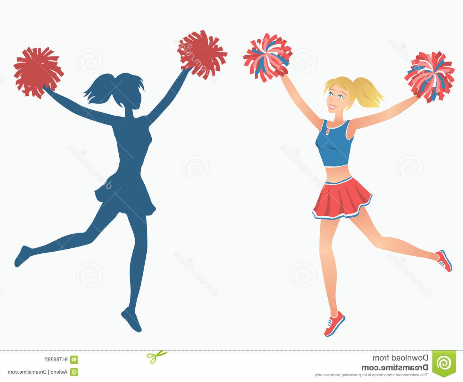 1560x1286 Stock Illustration Dancing Girl Silhouette Club Dancer Pom Poms