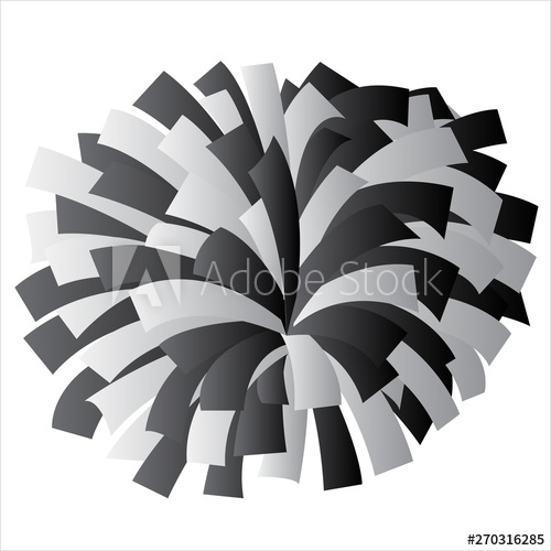 500x500 Black And White Cheerleader Pom Pom Vector Graphic Illustration