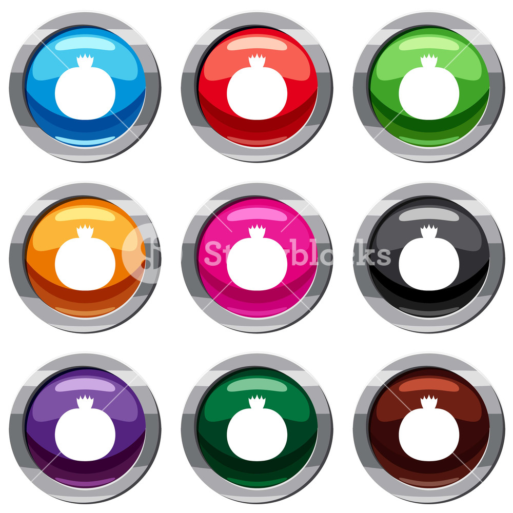 Ripe Pomegranate Set Icon Isolated On White Icon Collection 1000x1000 Ripe Pomegranate Set Icon Isolated On White Icon Collection