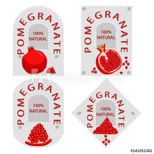 Vector Illustration Logo For Whole Ripe Fruit Red Pomegranate,cut 500x500 Vector Illustration Logo For Whole Ripe Fruit Red Pomegranate,cut