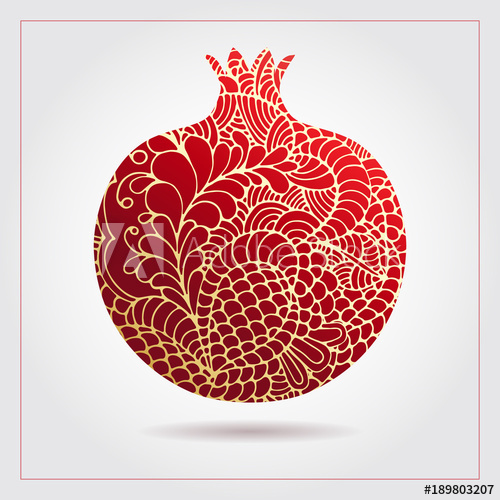 Hand Drawn Decorative Ornamental Pomegranate Made Of Swirl Doodles 500x500 Hand Drawn Decorative Ornamental Pomegranate Made Of Swirl Doodles