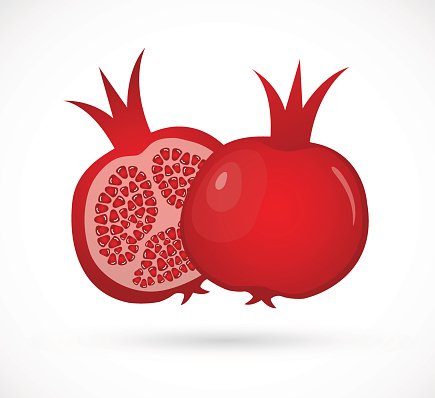 435x398 Two Juicy Ripe Pomegranate Vector Illustration Isolated On White