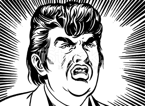 Close Up Of Angry Man With Pompadour Stock Vector 603x440 Close Up Of Angry Man With Pompadour Stock Vector