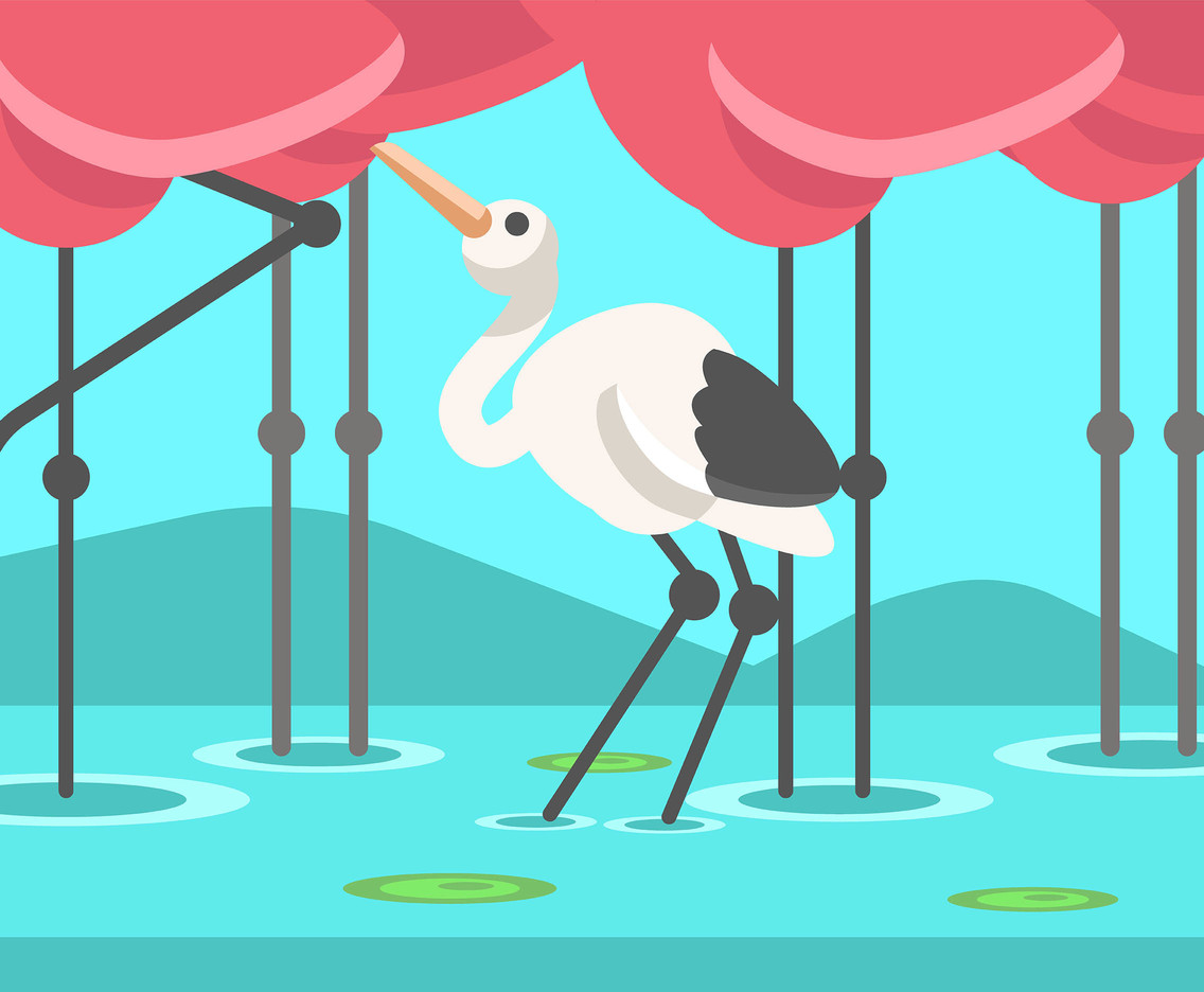 1136x936 Stork In Pond Vector Vector Art Graphics