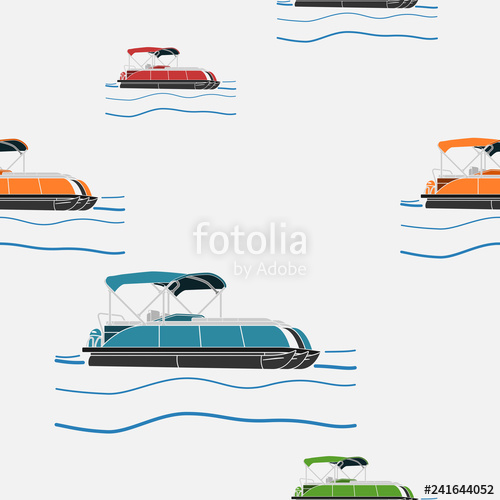 500x500 Editable Various Color Pontoon Boat Vector Illustration Seamless