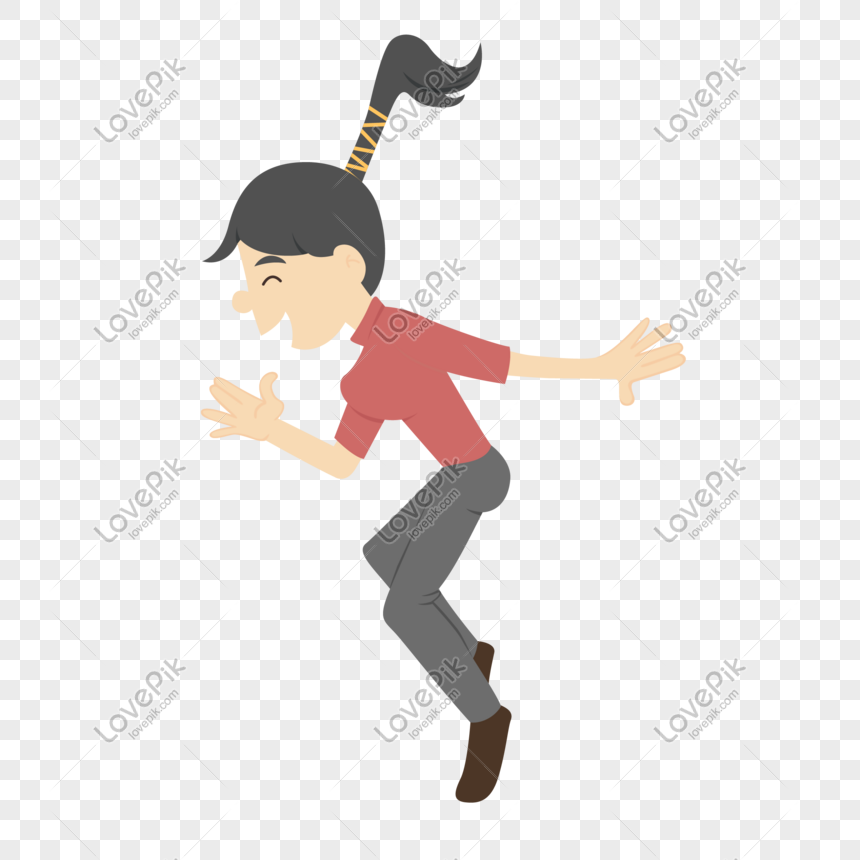 860x860 Jumping Ponytail Happy Woman Vector Material Png Image Picture