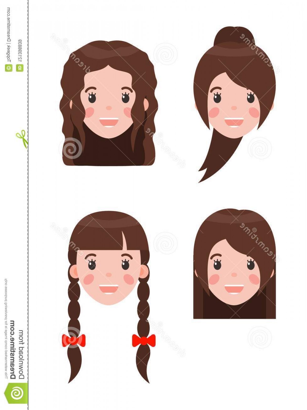 1168x1560 Woman Hairstyle Set Braids Decorated Bows Curly Hairstyle Ponytail