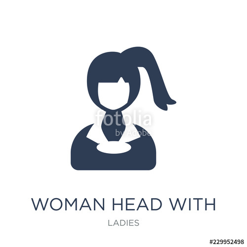 500x500 Woman Head With Ponytail Icon Trendy Flat Vector Woman Head