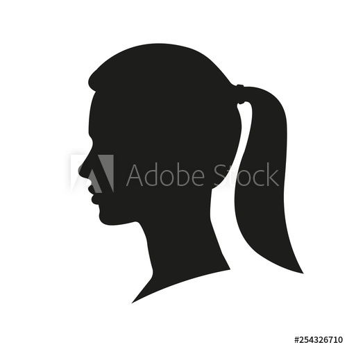 500x500 Woman Face Silhouette Girl With A Ponytail Portrait Female Head