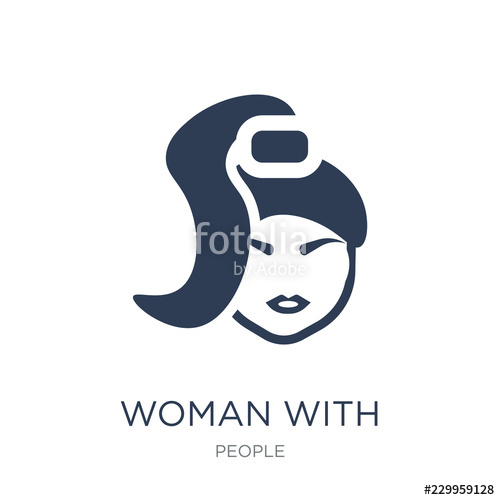 500x500 Woman With Ponytail Face Icon Trendy Flat Vector Woman