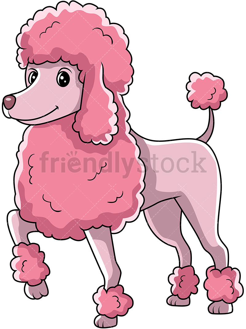 800x1067 Pink Poodle Dog Standing With One Paw Up Cartoon Clipart Vector