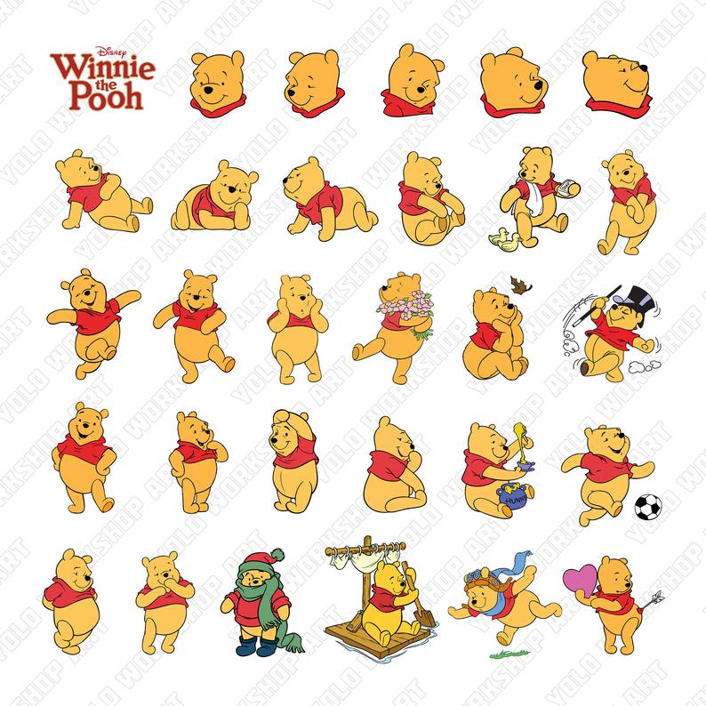 794x794 Pooh Bear Png Clipart Printable Silhouette Etsy