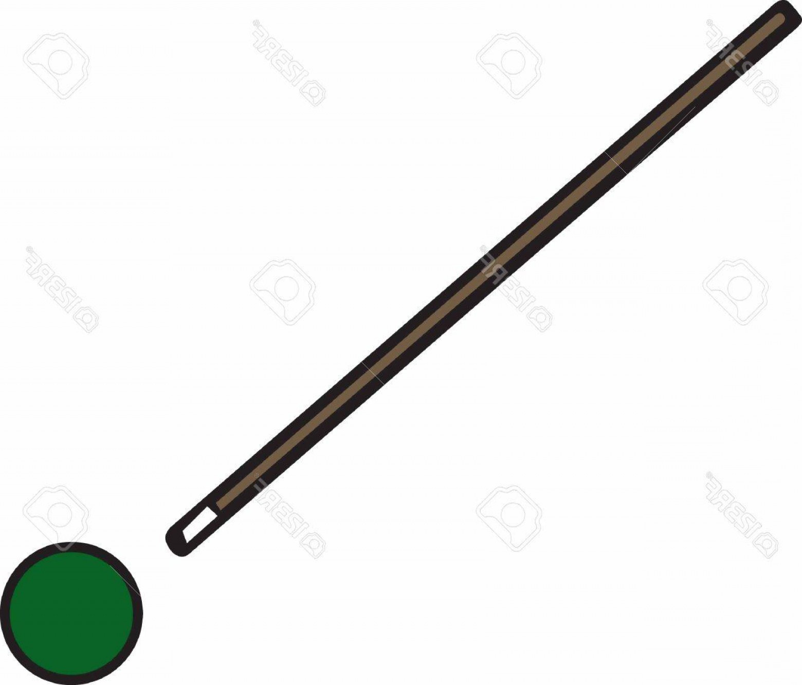 1560x1333 Photostock Vector Green Billiard Or Snooker Ball With Pool Cue