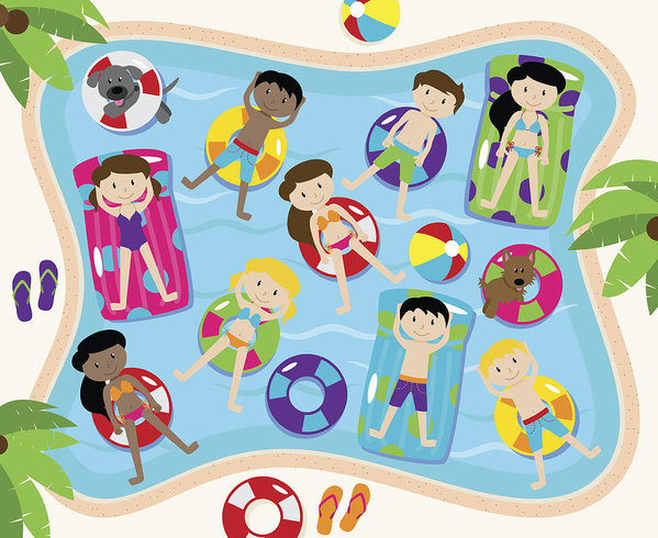 Pool Party Vector Set, Including Pool Background And Children 599x490 Pool Party Vector Set, Including Pool Background And Children