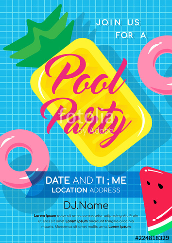 Pool Party Invitation Vector Illustration Swimming Pool 354x500 Pool Party Invitation Vector Illustration Swimming Pool
