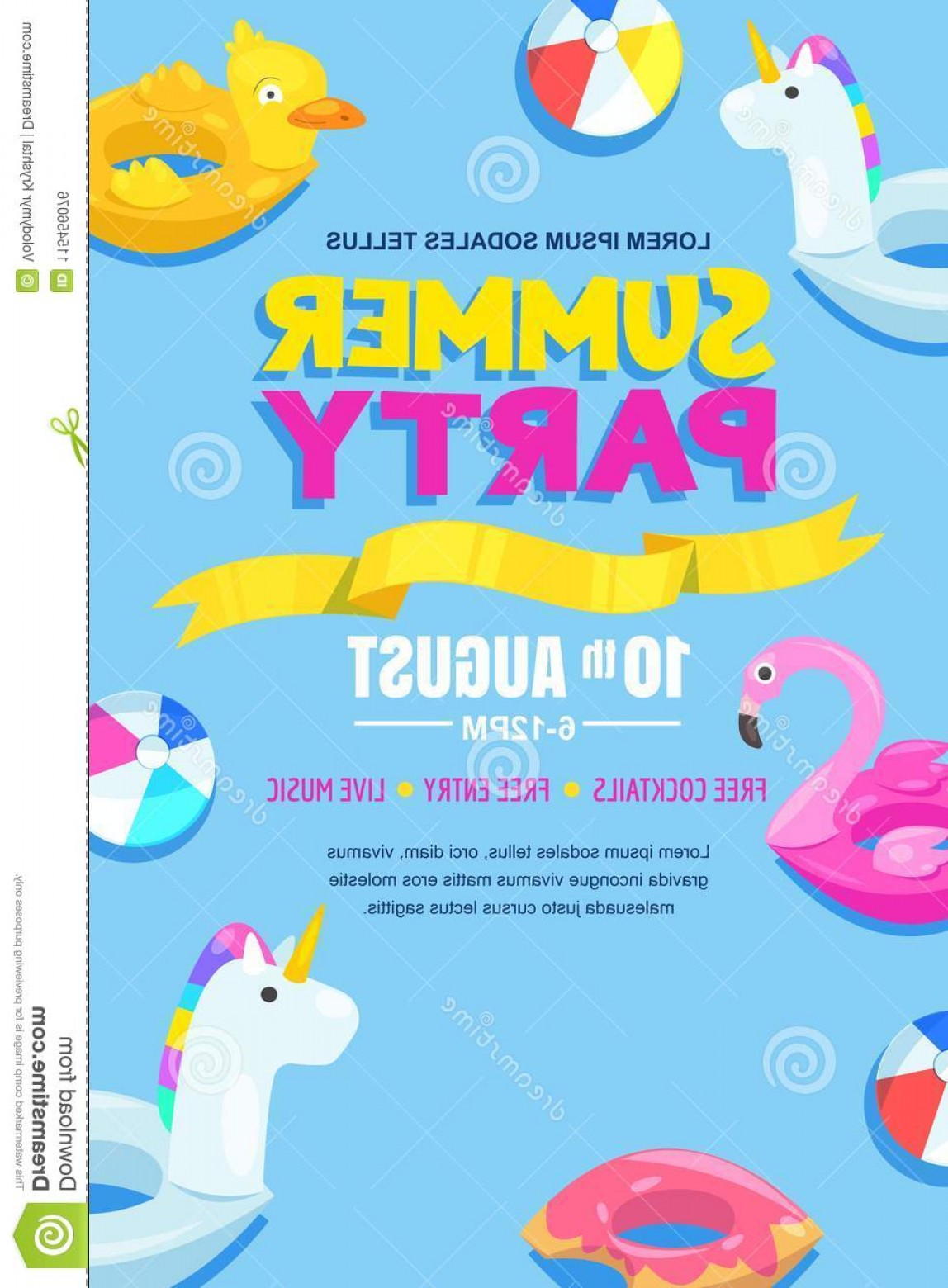 Summer Pool Party Vector Poster Banner Layout Unicorn Flamingo 1148x1560 Summer Pool Party Vector Poster Banner Layout Unicorn Flamingo