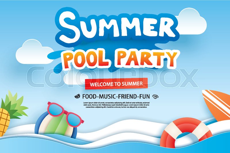 Summer Pool Party With Paper Cut Stock Vector Colourbox 800x534 Summer Pool Party With Paper Cut Stock Vector Colourbox