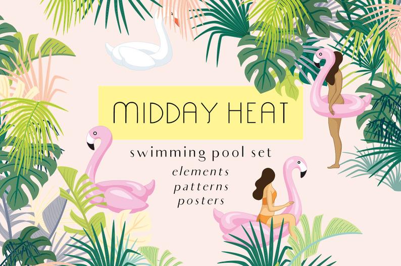 Swimming Pool Party Vector Setelementposterart Printwall Etsy 794x528 Swimming Pool Party Vector Setelementposterart Printwall Etsy
