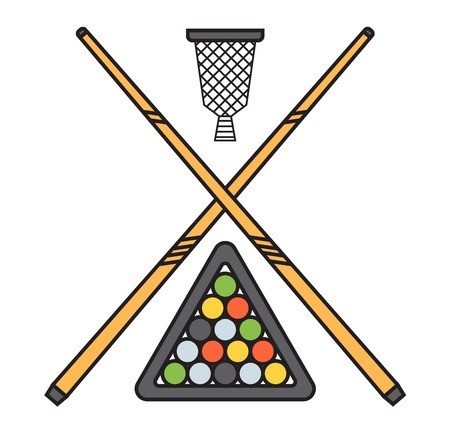 450x437 Snooker Cue Billiard Sticks Cartoon Flat Vector Illustration