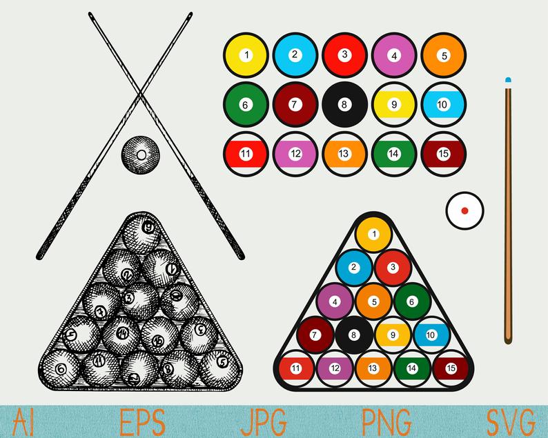 794x635 Billiard Balls Svgcuepoolsticksport Etsy