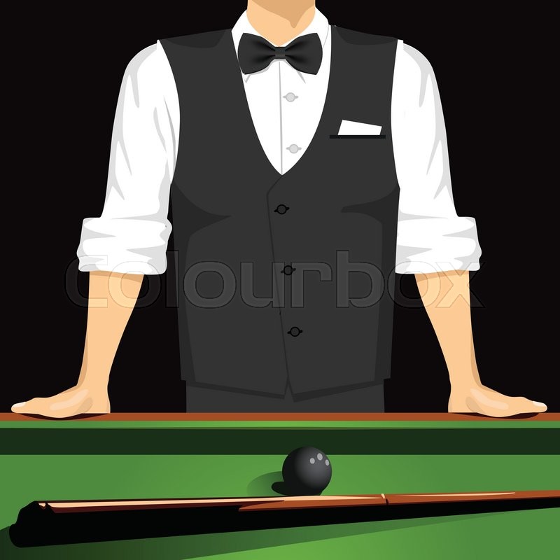 800x800 Cropped Portrait Of Man Leaning On A Pool Table Stock Vector