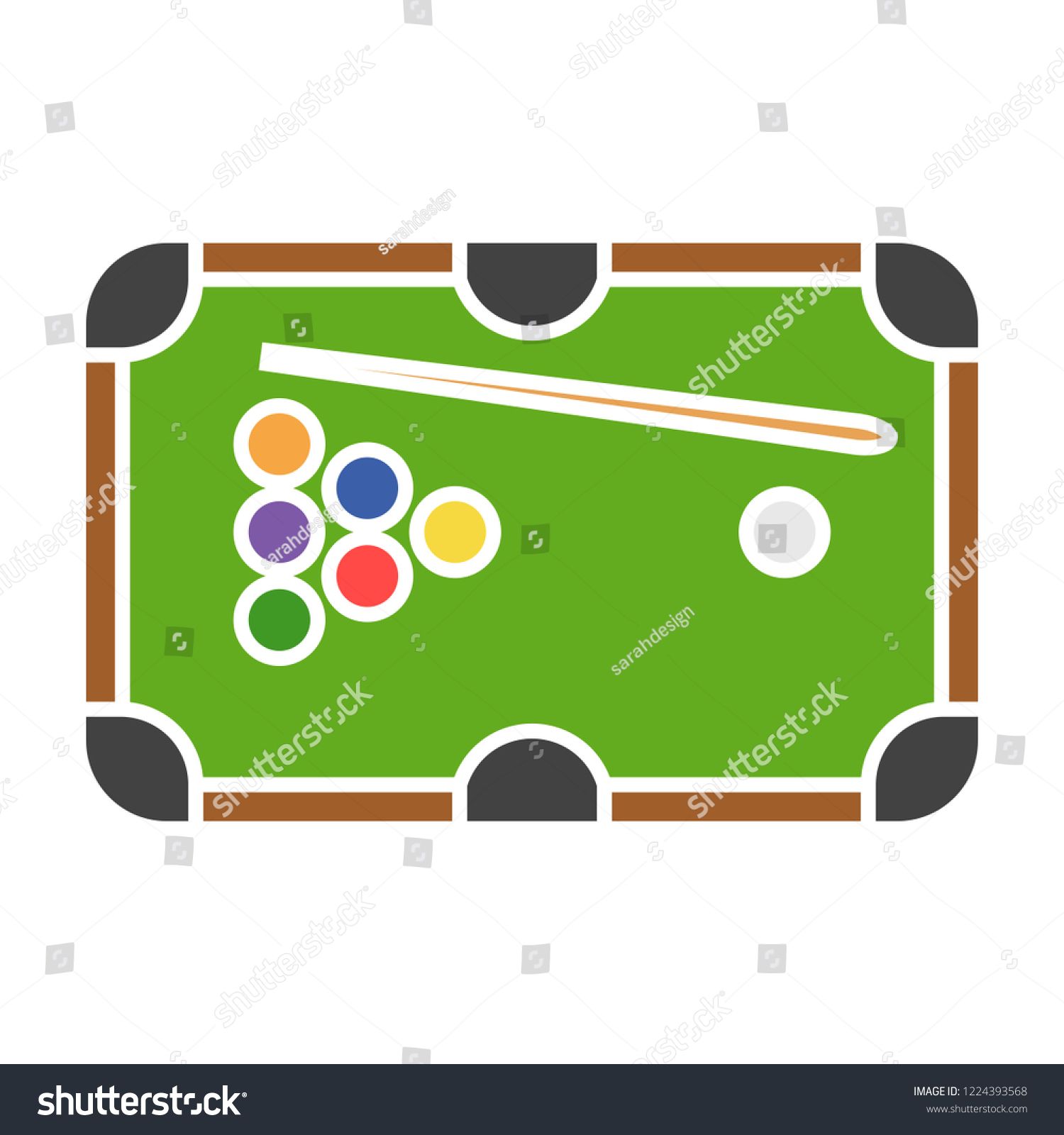1500x1600 Vector Pool Table Icon Flat Illustration Of Billiard Billiard