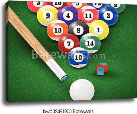 453x379 Billiard Balls In A Pool Table Vector Illustration, Canvas Print