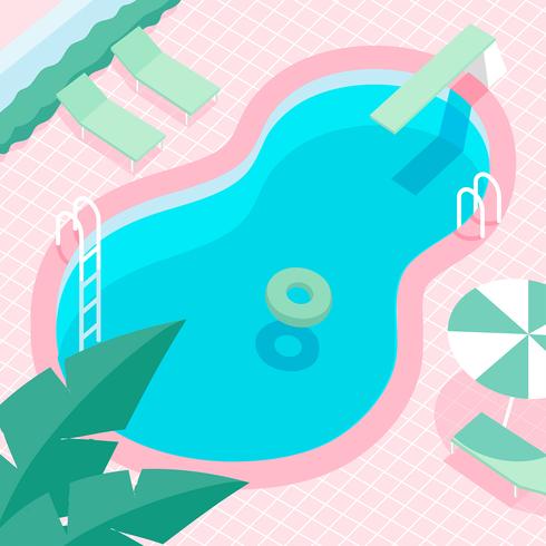 Vintage Swimming Pool Vector 490x490 Vintage Swimming Pool Vector