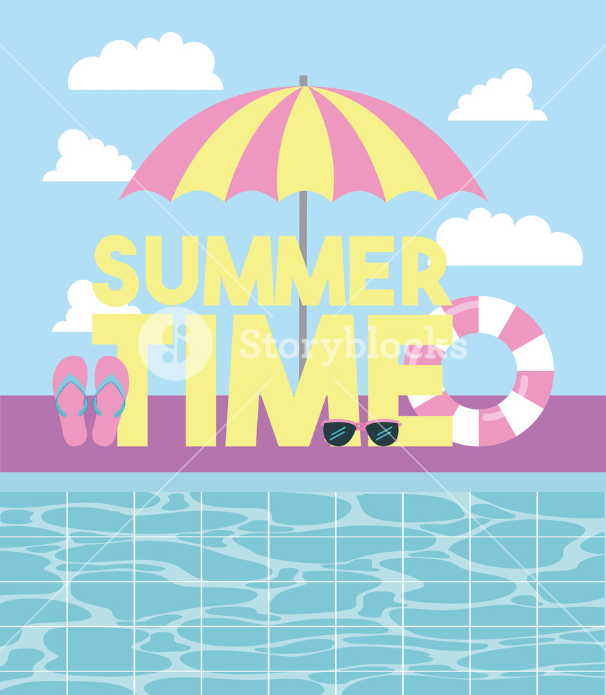 Summer Time Vacation Umbrella Floats Glasses Pool Vector 872x1000 Summer Time Vacation Umbrella Floats Glasses Pool Vector