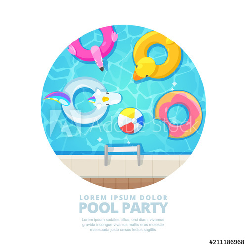 Isolated Circle Swimming Pool, Vector Cartoon Illustration Summer 500x500 Isolated Circle Swimming Pool, Vector Cartoon Illustration Summer
