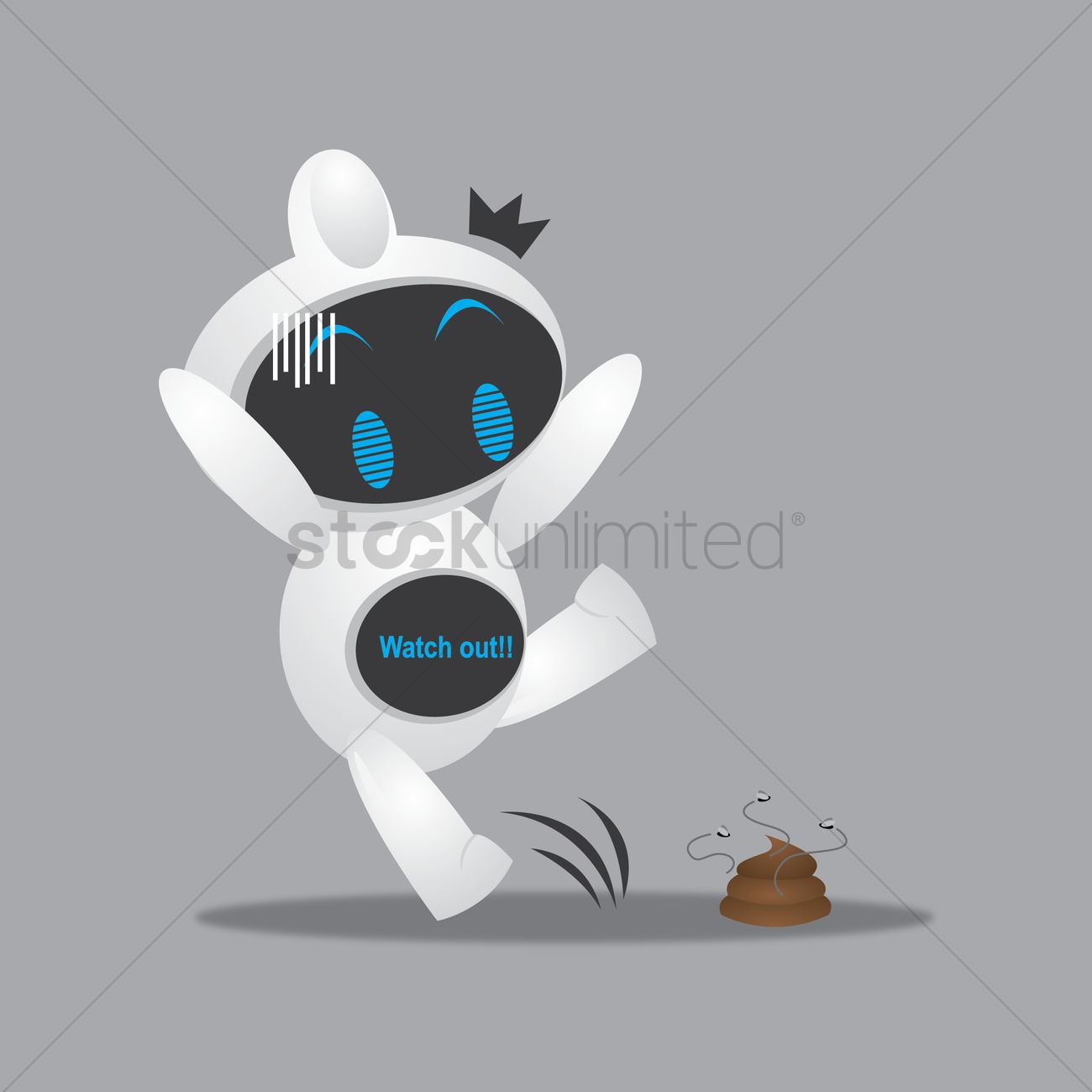 1300x1300 Robot Stepping On Poop Vector Image