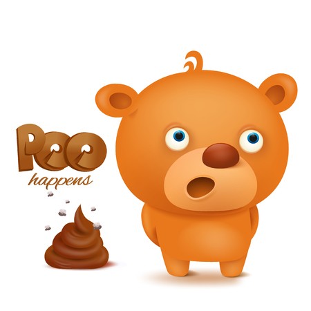 450x450 Teddy Bear Emoji Character With Bunch Of Poop Vector Illustration