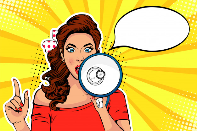 626x417 Girl With Megaphone Pop Art Vector Illustration Vector Premium