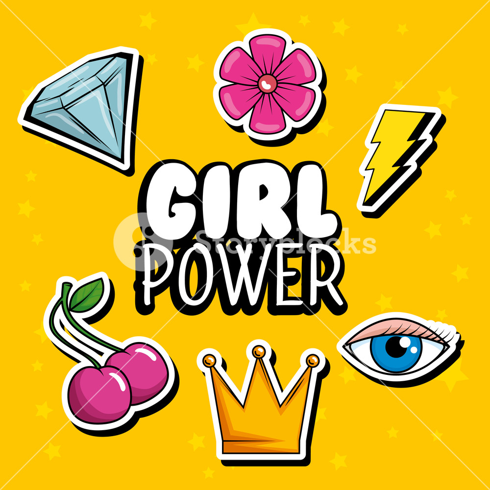 1000x1000 Girl Power Message And Fashion Pop Art Vector Illustration Royalty