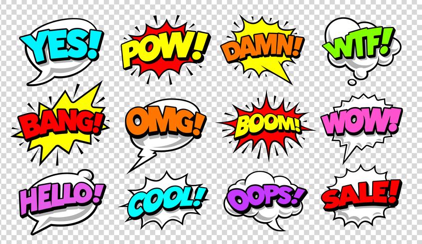 846x490 Comic Speech Bubbles Pop Art Vector Set