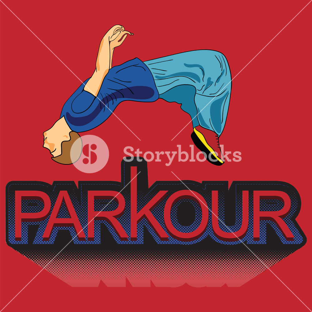 1000x1000 Parkour Is A Man Flip Back Vector In The Style Of Pop Art A Man