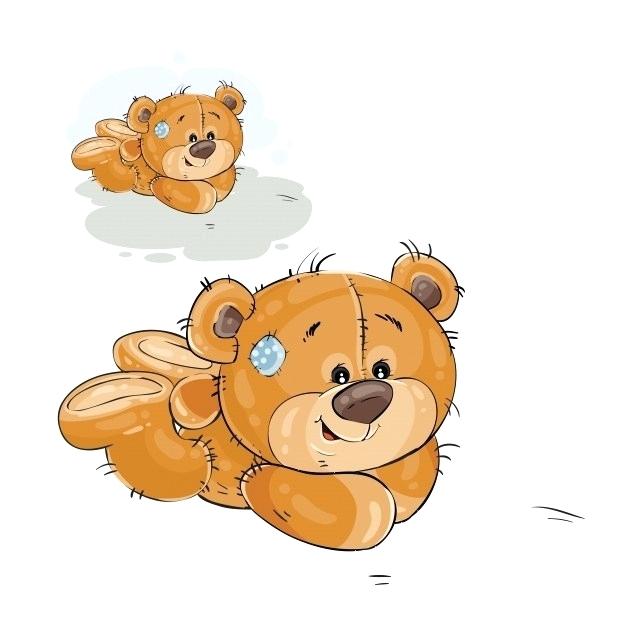 640x640 Vector Illustration Of A Teddy Bear Hides Behind Back A Bouquet