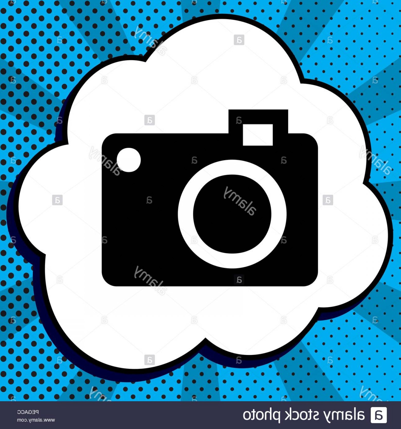 1560x1668 Digital Camera Sign Vector Black Icon In Bubble On Blue Pop Art
